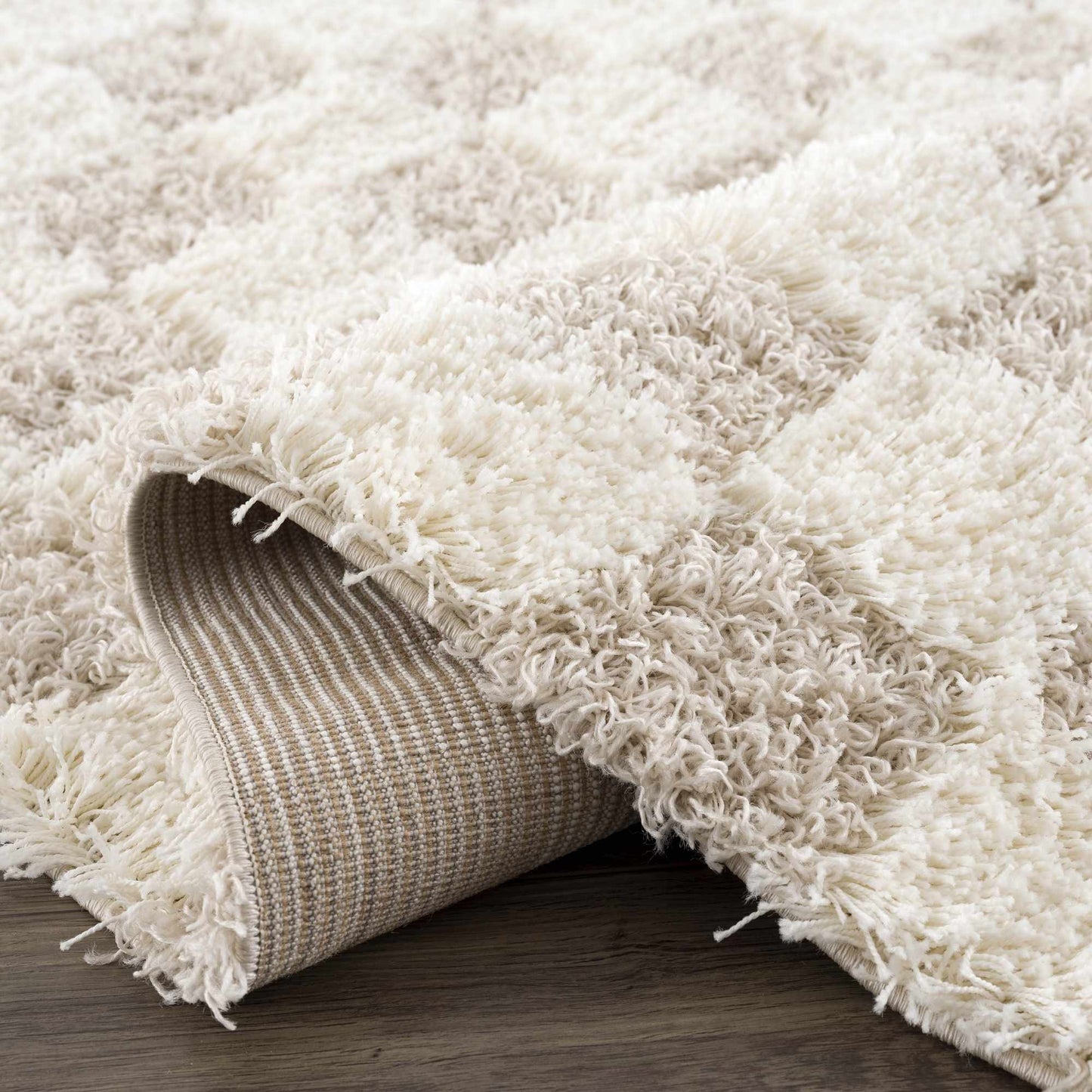 Atira Light Brown Checkered Area Rug - Quahog Bay Bedding