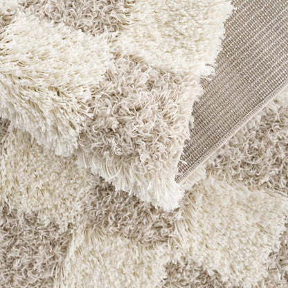 Atira Light Brown Checkered Area Rug - Quahog Bay Bedding