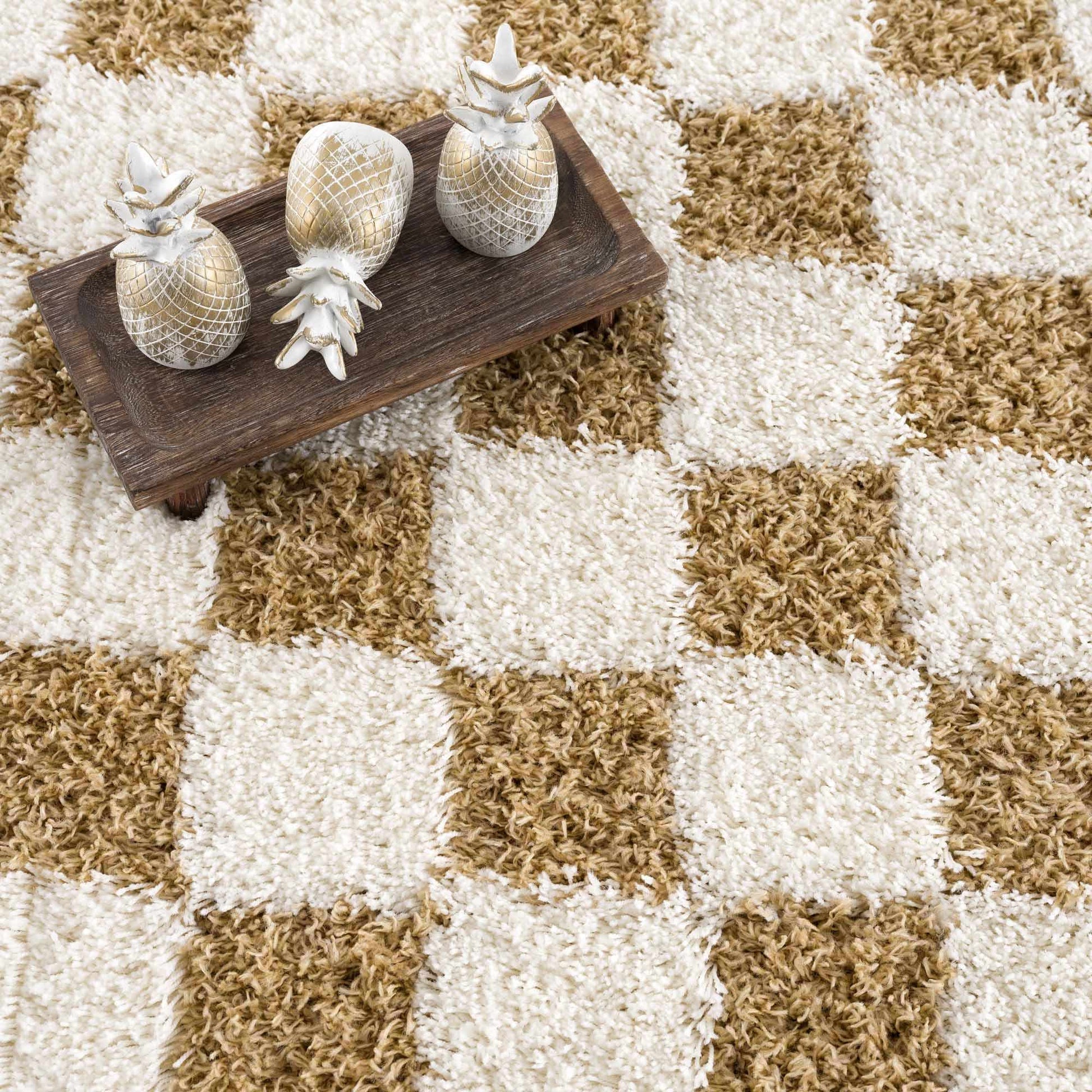Atira Mustard Checkered Area Rug - Quahog Bay Bedding