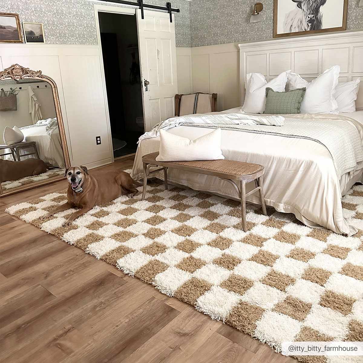 Atira Mustard Checkered Area Rug - Quahog Bay Bedding