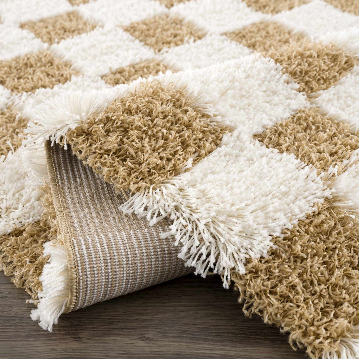 Atira Mustard Checkered Area Rug - Quahog Bay Bedding