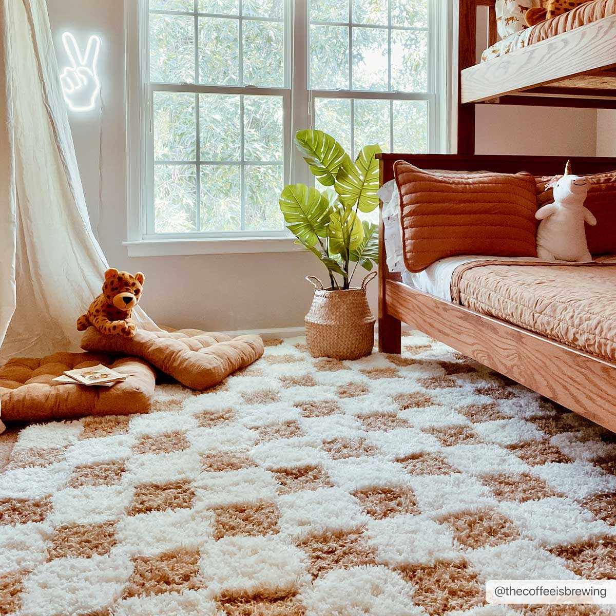Atira Mustard Checkered Area Rug - Quahog Bay Bedding