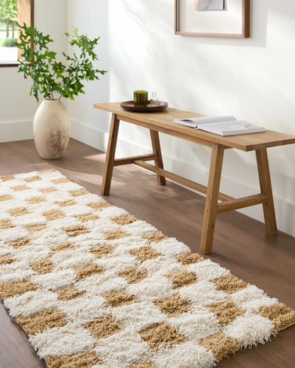 Atira Mustard Checkered Area Rug - Quahog Bay Bedding