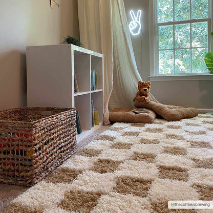 Atira Mustard Checkered Area Rug - Quahog Bay Bedding