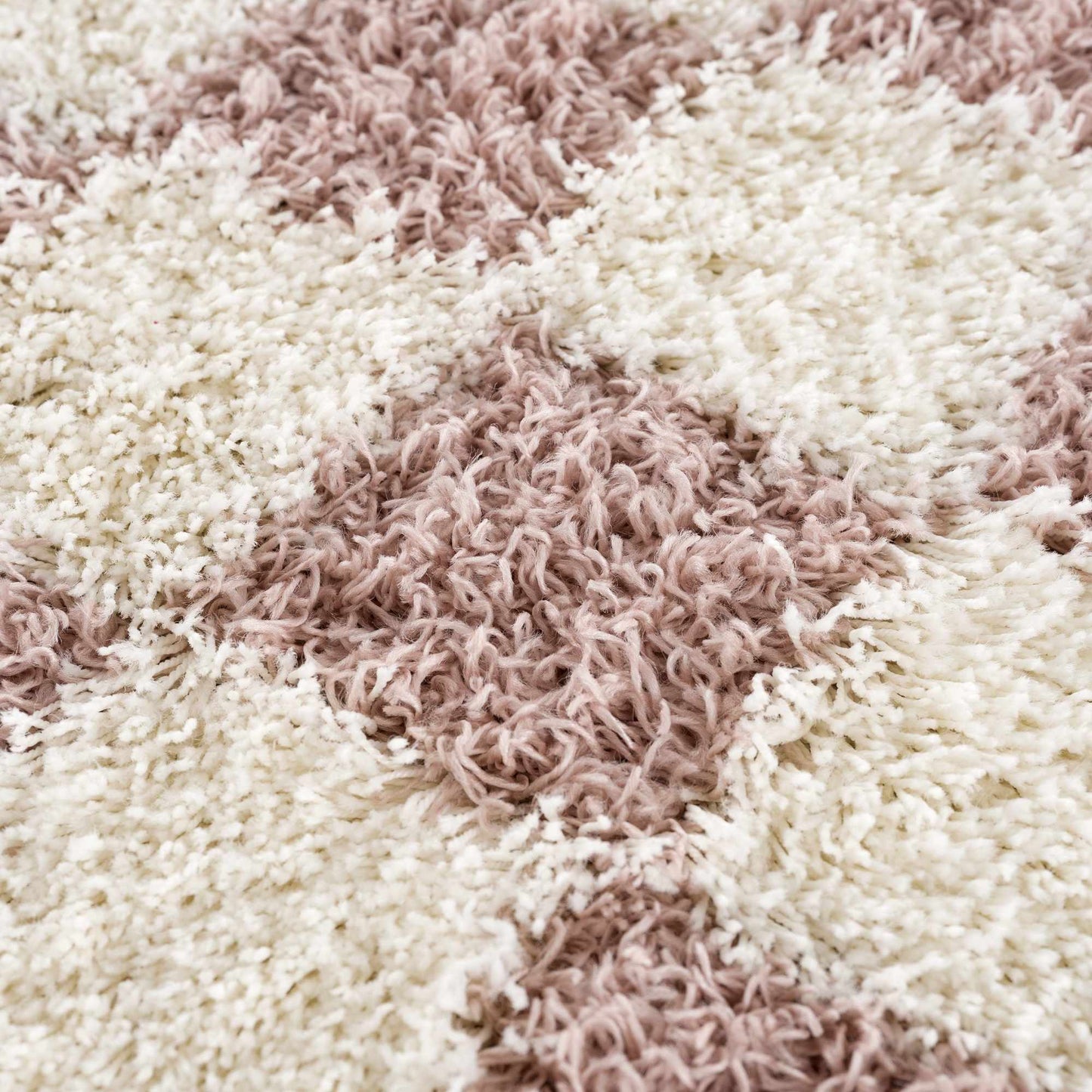 Atira Pink Checkered Shag Rug - Quahog Bay Bedding