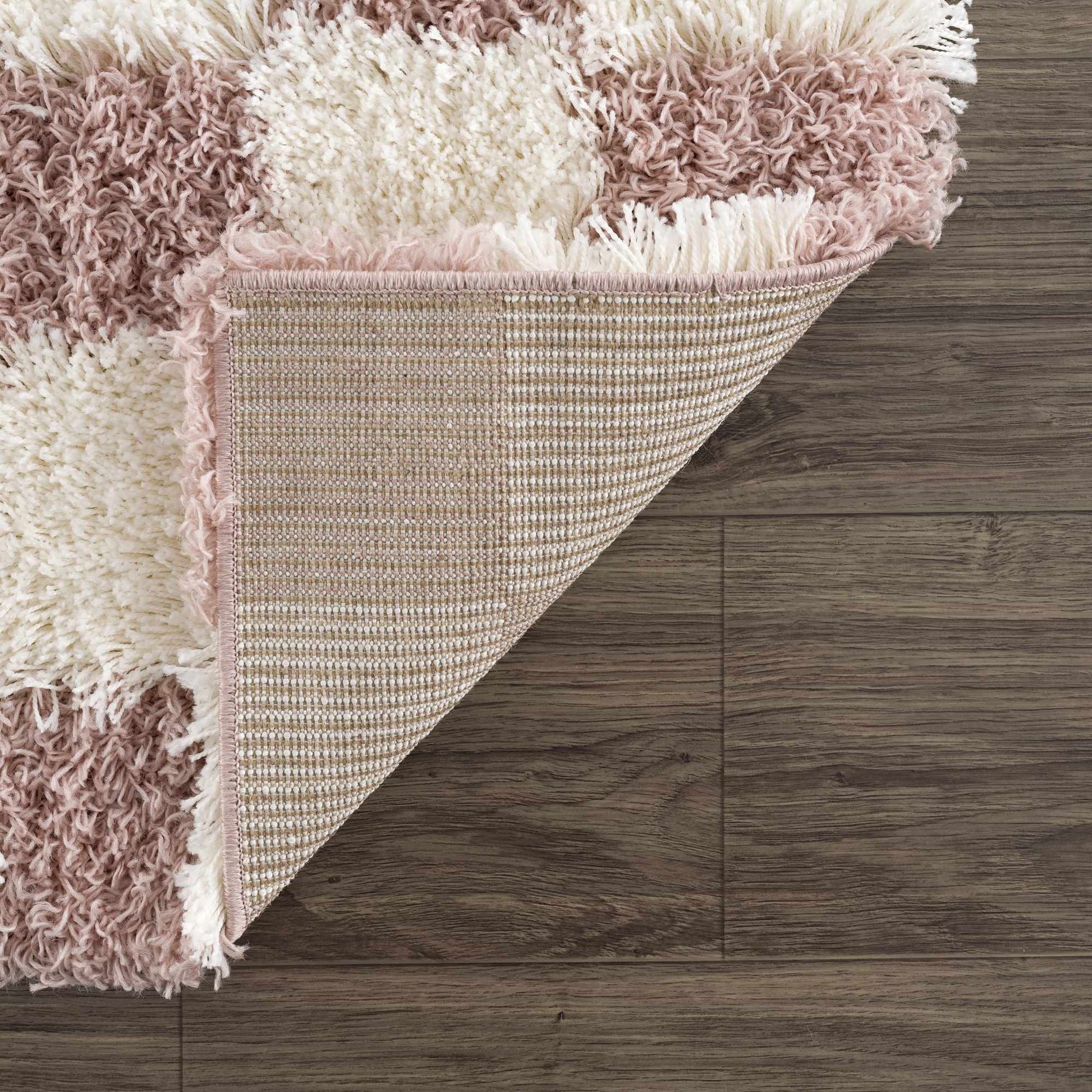 Atira Pink Checkered Shag Rug - Quahog Bay Bedding
