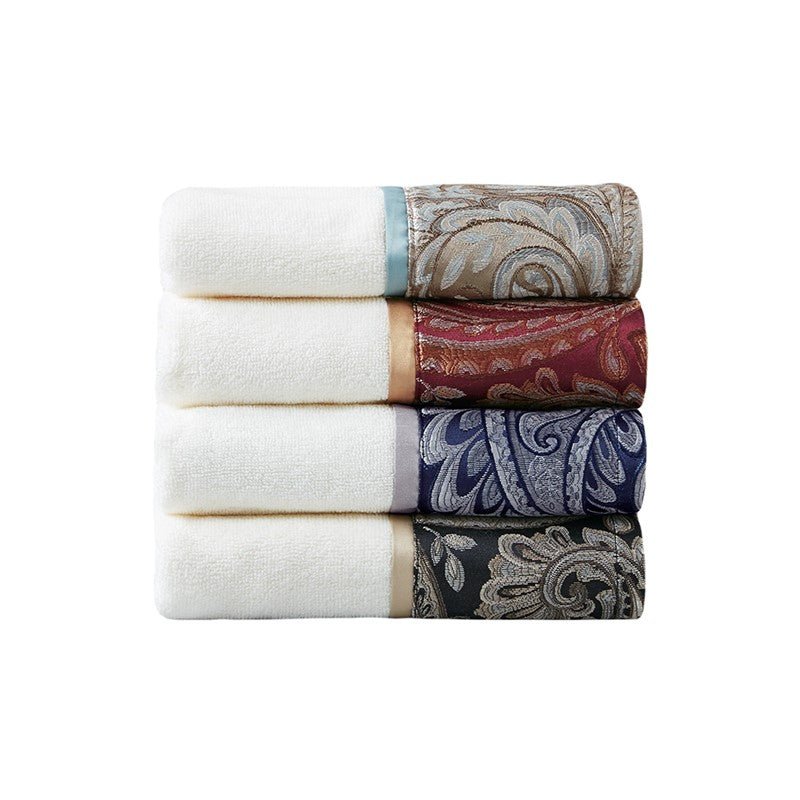 Aubrey 6PC Cotton Jacquard Towel Set Woven Paisley Jacquard | Navy - Quahog Bay Bedding