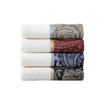 Aubrey 6PC Cotton Jacquard Towel Set Woven Paisley Jacquard | Navy - Quahog Bay Bedding