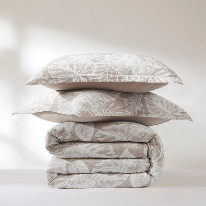 Bali Tropical Leaves Gauze Jacquard Duvet Cover Set - Quahog Bay Bedding
