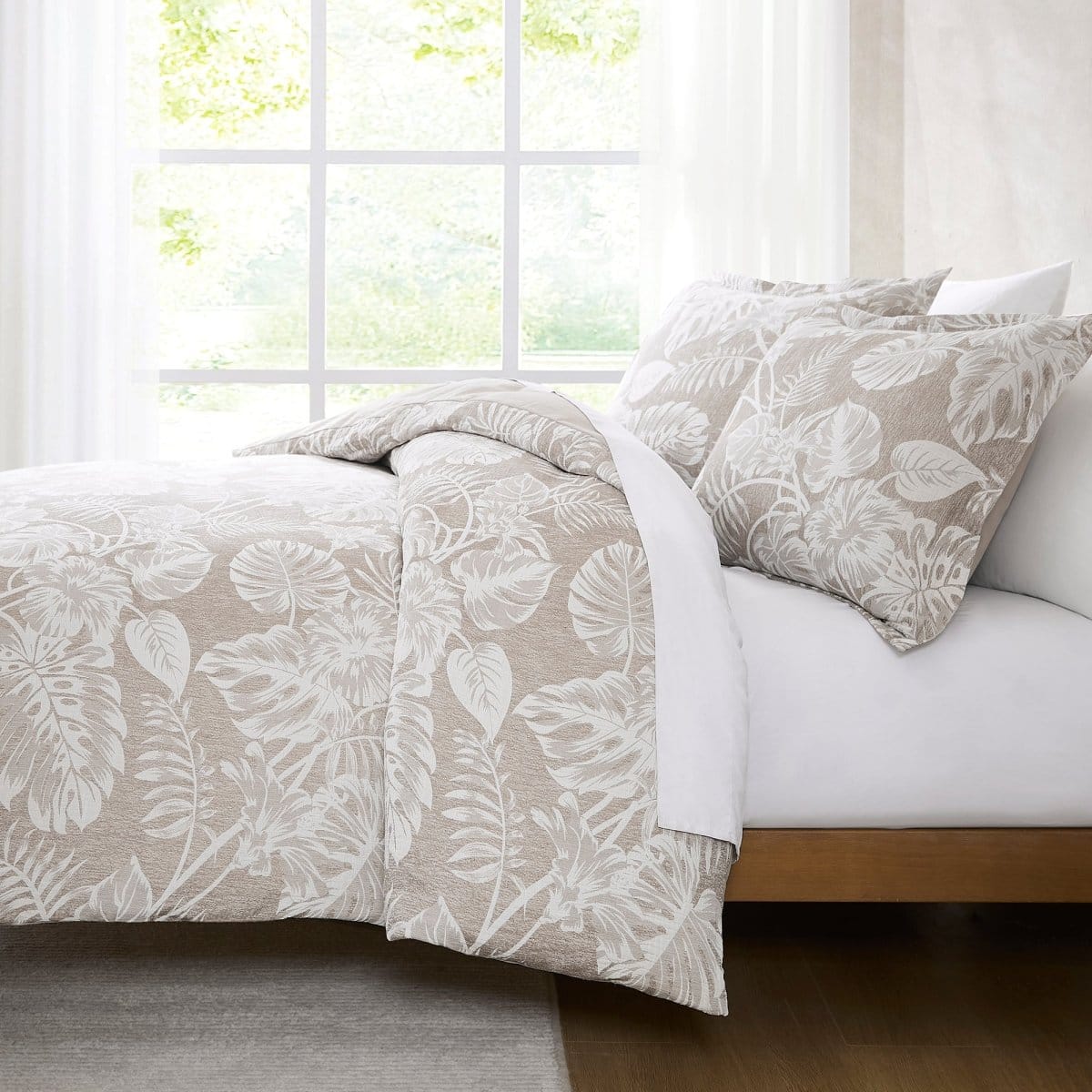 Bali Tropical Leaves Gauze Jacquard Duvet Cover Set - Quahog Bay Bedding