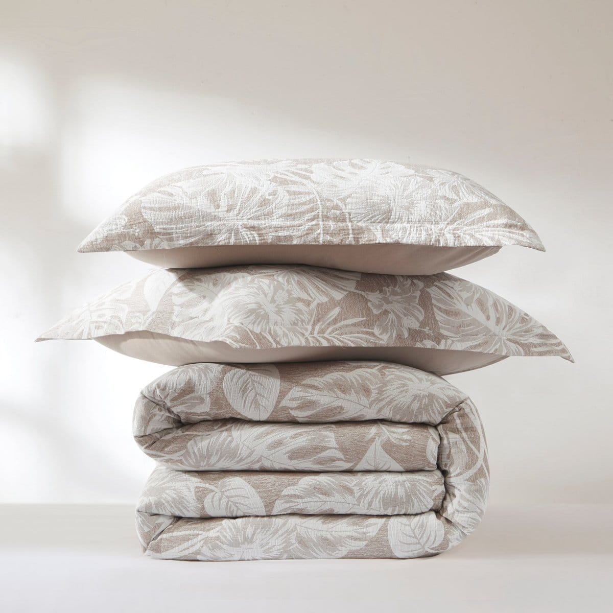 Bali Tropical Leaves Gauze Jacquard Duvet Cover Set - Quahog Bay Bedding