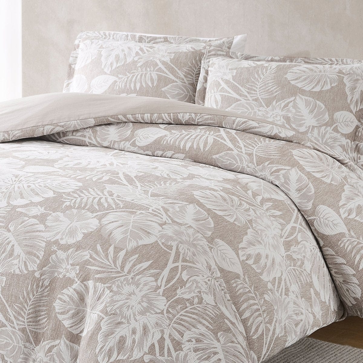 Bali Tropical Leaves Gauze Jacquard Duvet Cover Set - Quahog Bay Bedding