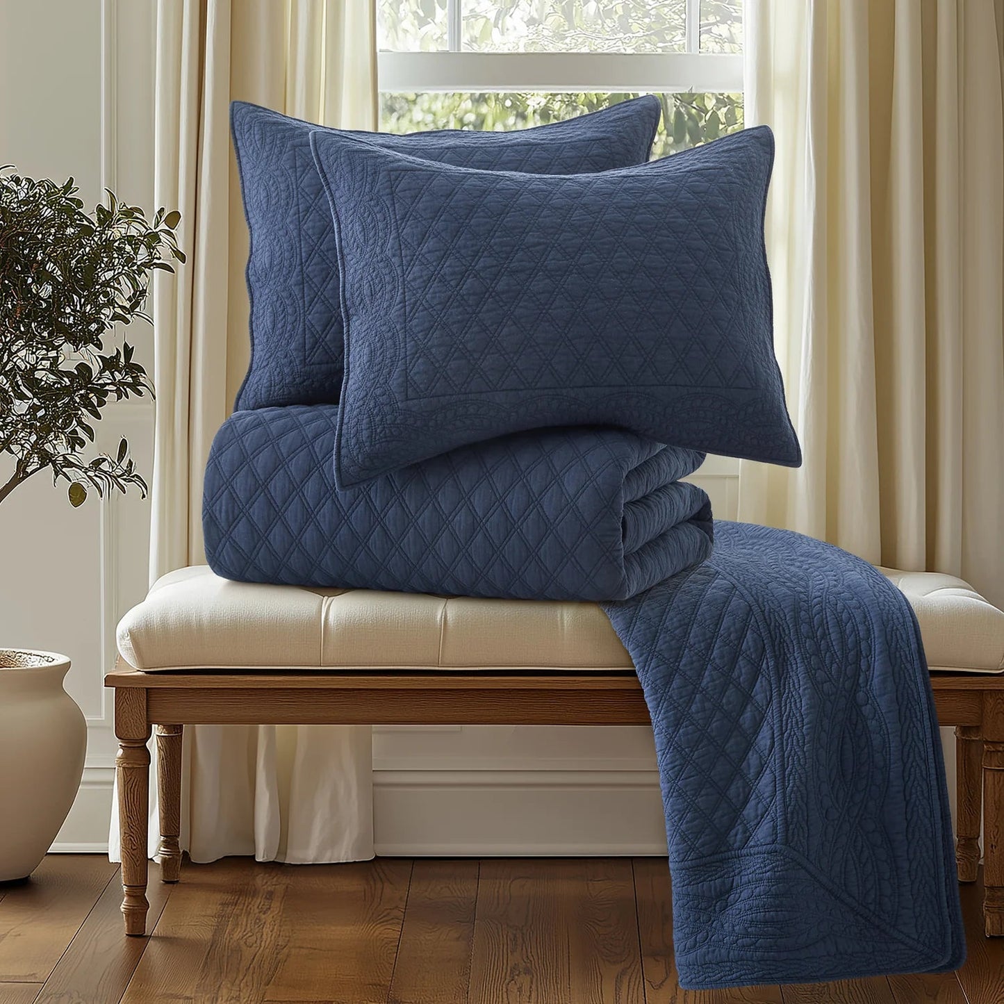 Ballou Bedspread Set - Navy Blue - Quahog Bay Bedding