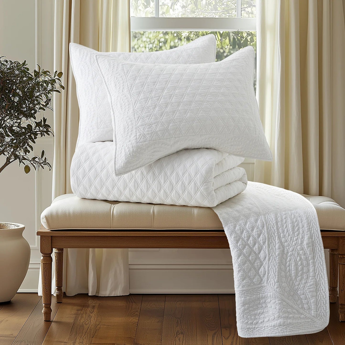 Ballou Bedspread Set - White - Quahog Bay Bedding