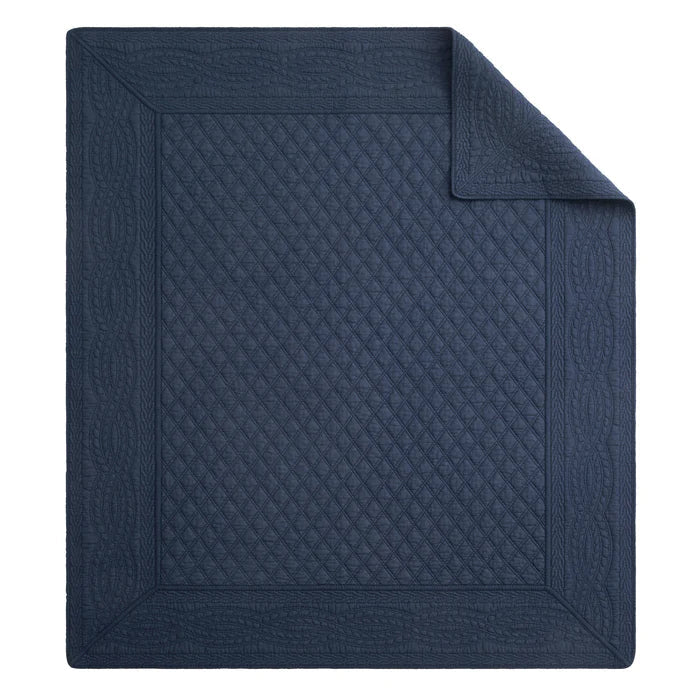 Ballou Throw Blanket - Navy Blue - Quahog Bay Bedding
