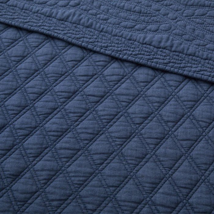 Ballou Throw Blanket - Navy Blue - Quahog Bay Bedding