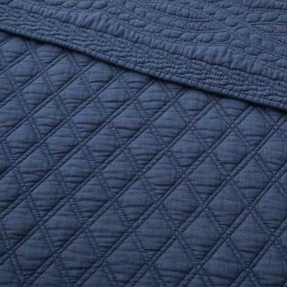 Ballou Throw Blanket - Navy Blue - Quahog Bay Bedding