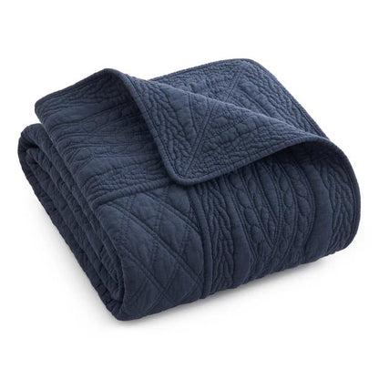 Ballou Throw Blanket - Navy Blue - Quahog Bay Bedding