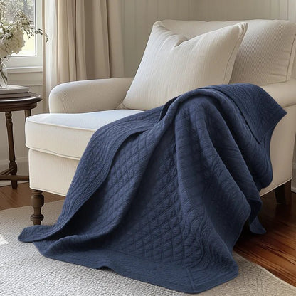 Ballou Throw Blanket - Navy Blue - Quahog Bay Bedding