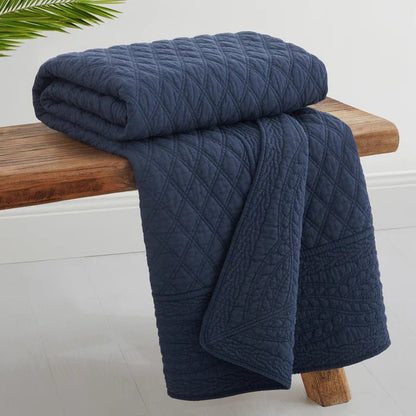 Ballou Throw Blanket - Navy Blue - Quahog Bay Bedding