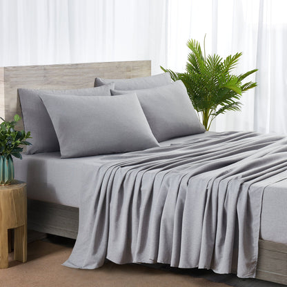 Bamboo 2000 Thread Count 6 - Piece Chambray Sheet Set with SnugGrip - Quahog Bay Bedding
