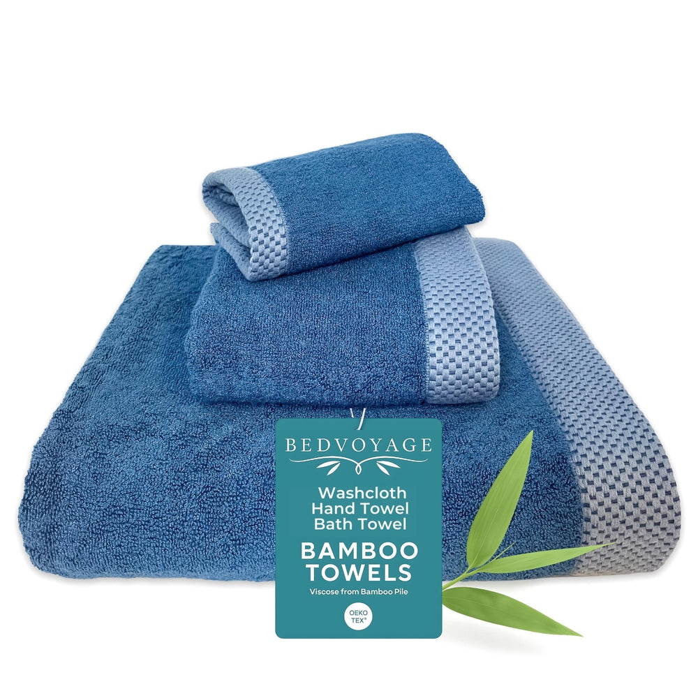 Bamboo 3 Piece Towel Set - Indigo - Coastal Bath Towels - Quahog Bay Bedding