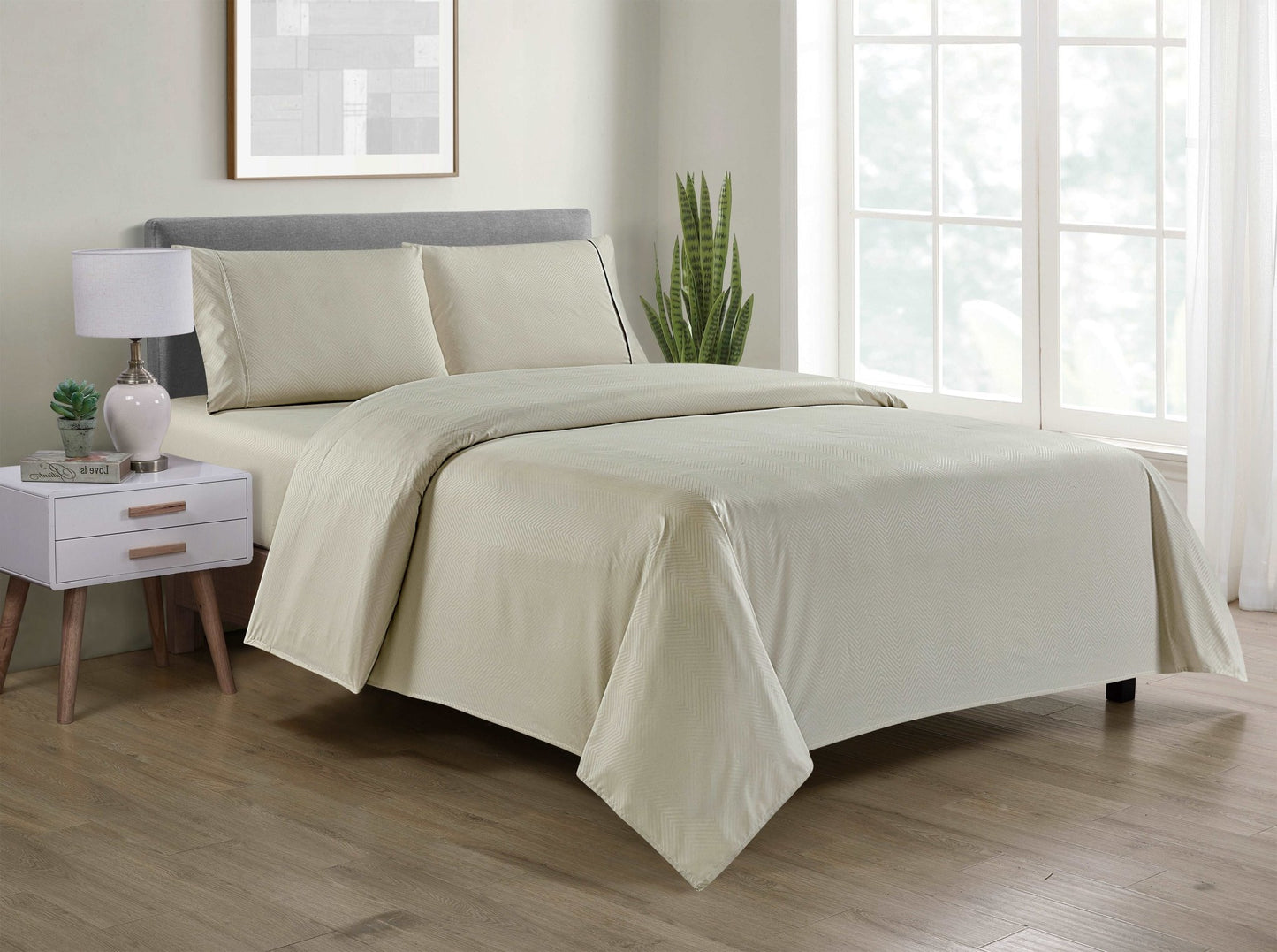 Bamboo 4 Piece Luxury Chevron Embossed Sheet Set. - Quahog Bay Bedding