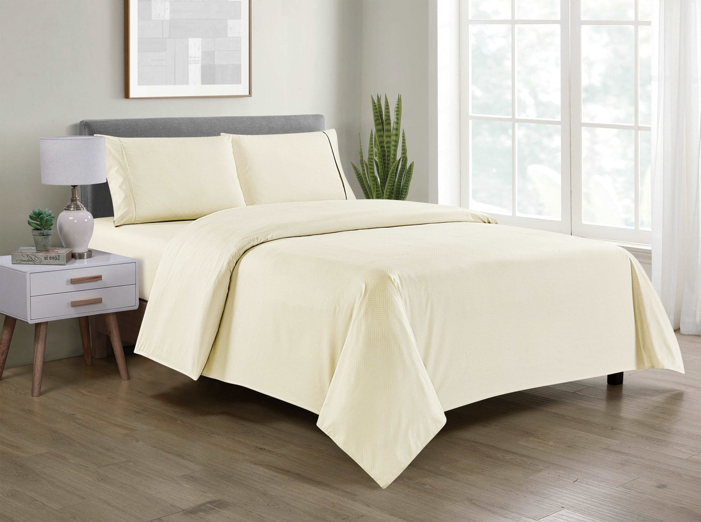 Bamboo 4 Piece Luxury Chevron Embossed Sheet Set. - Quahog Bay Bedding