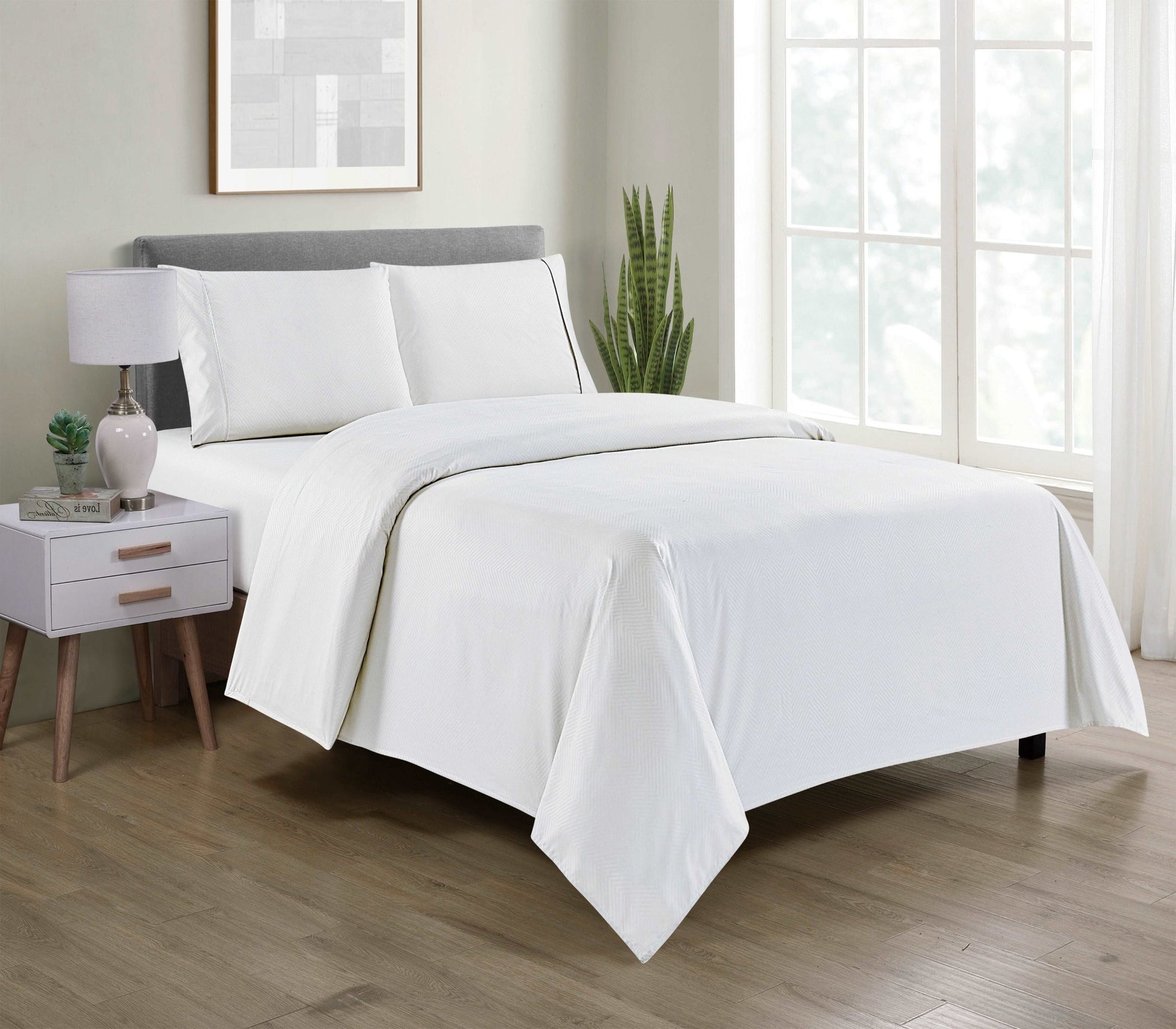 Bamboo 4 Piece Luxury Chevron Embossed Sheet Set. - Quahog Bay Bedding