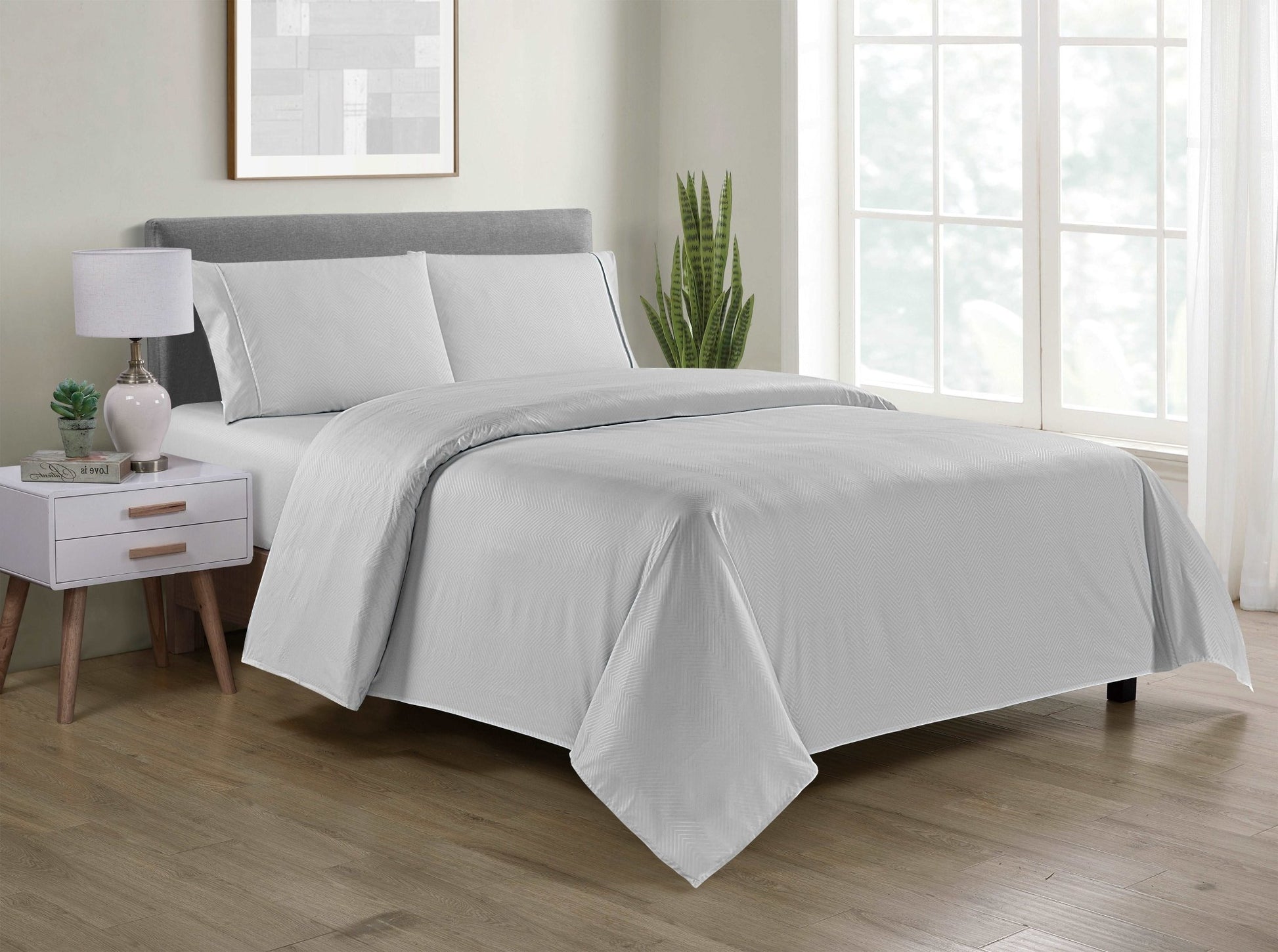 Bamboo 4 Piece Luxury Chevron Embossed Sheet Set. - Quahog Bay Bedding