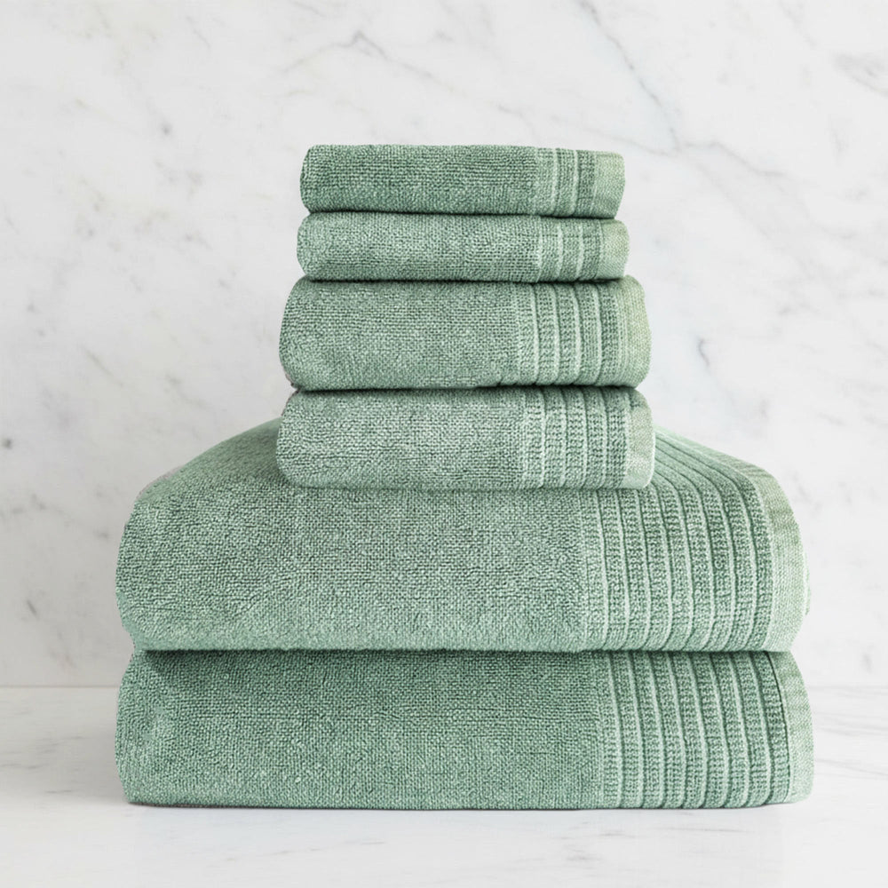Bamboo 6 Piece Spa Towel Set – Seaglass - Coastal Bath Towels - Quahog Bay Bedding