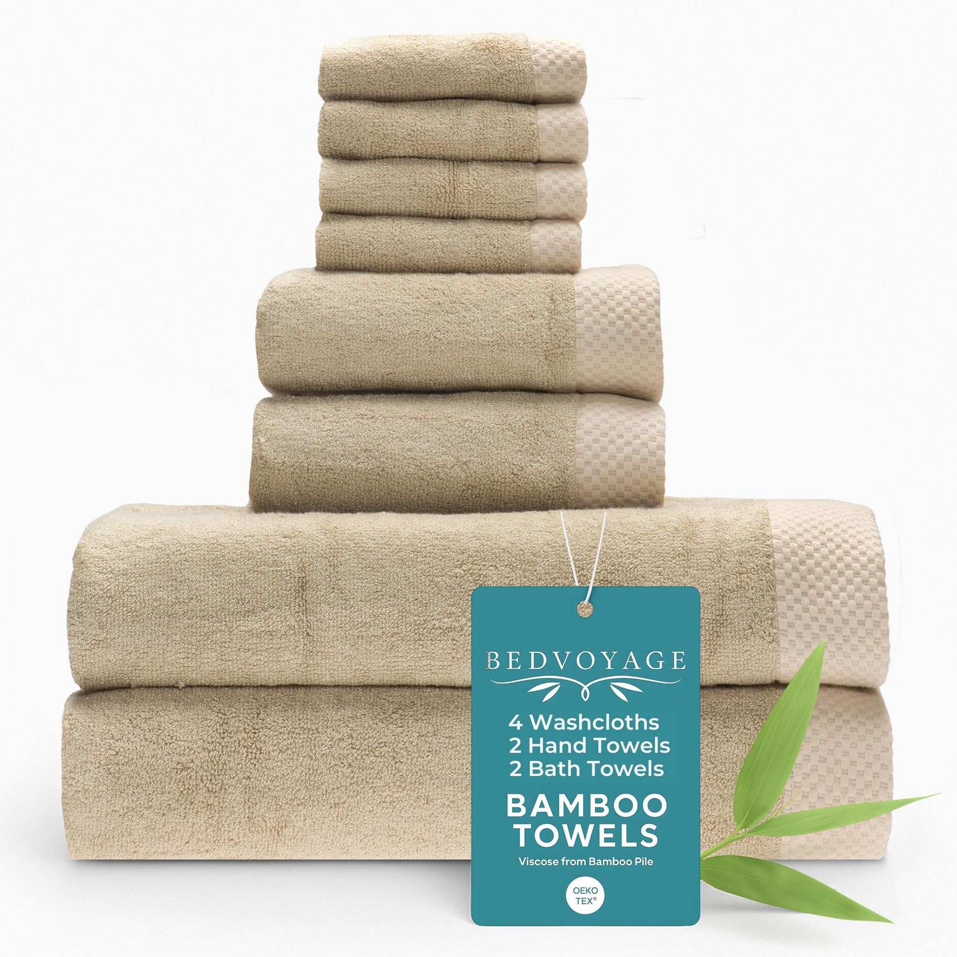 Bamboo 8 Piece Towel Sets - Champagne - Quahog Bay Bedding