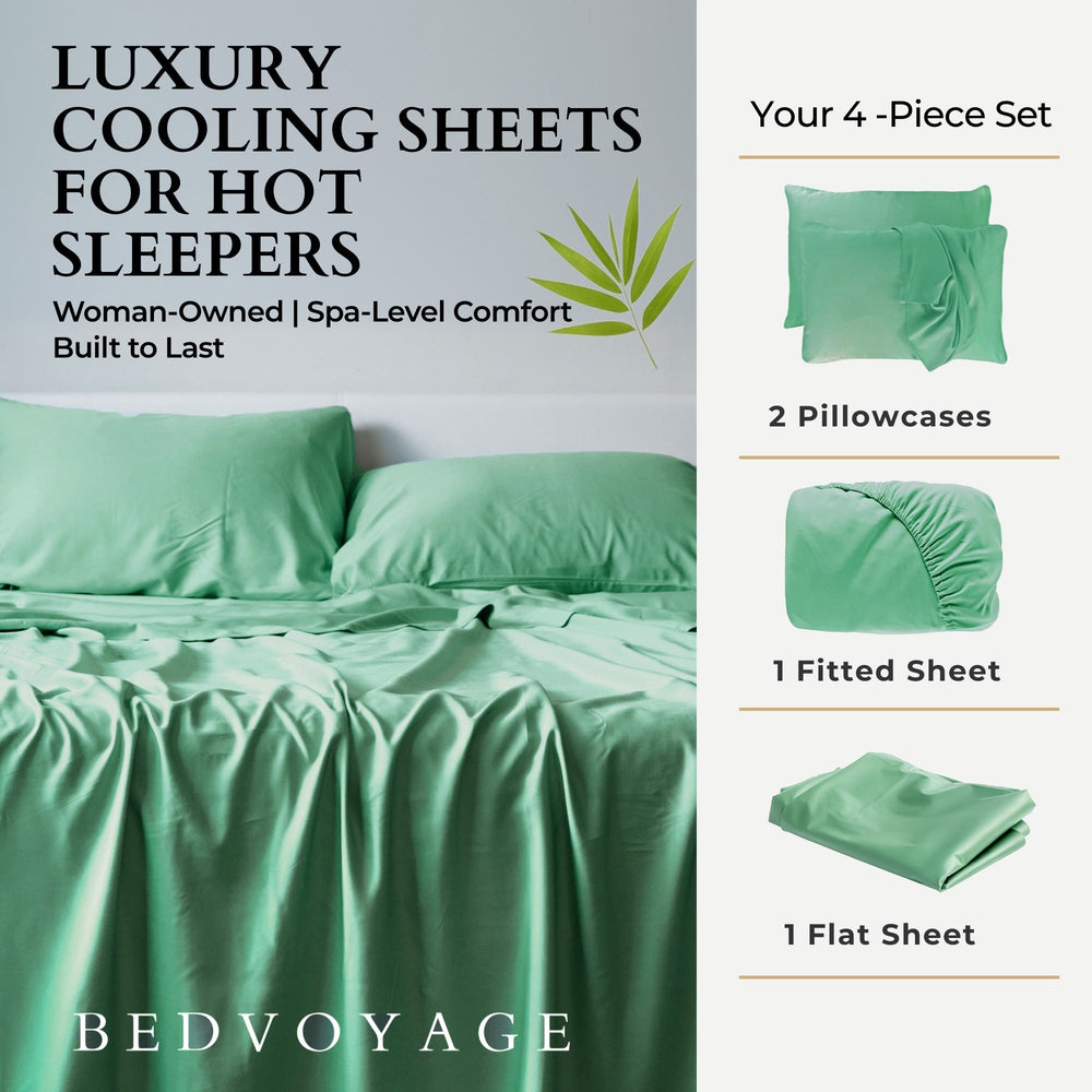 Bamboo Bed Sheet Set - Seaglass - Cooling Bamboo Sheets - Quahog Bay Bedding