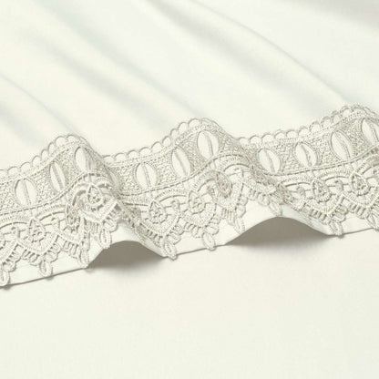 Bamboo Lace Crochet Embroidery 4 Piece Sheet Set - Quahog Bay Bedding