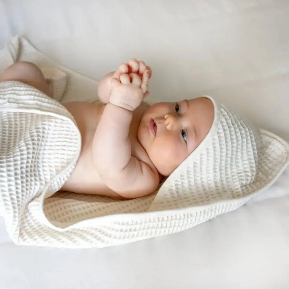 Bamboo Waffle Hooded Baby Towel - Quahog Bay Bedding