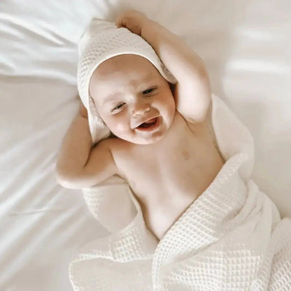 Bamboo Waffle Hooded Baby Towel - Quahog Bay Bedding
