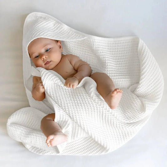 Bamboo Waffle Hooded Baby Towel - Quahog Bay Bedding