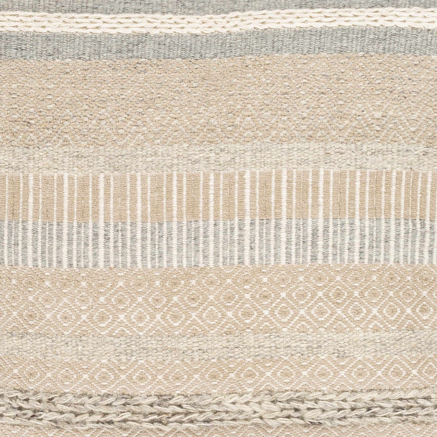 Bancroft Ivory Handwoven Textured Pouf - Quahog Bay Bedding