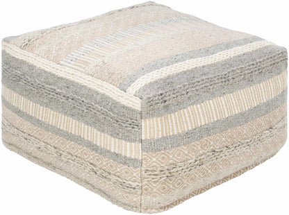 Bancroft Ivory Handwoven Textured Pouf - Quahog Bay Bedding