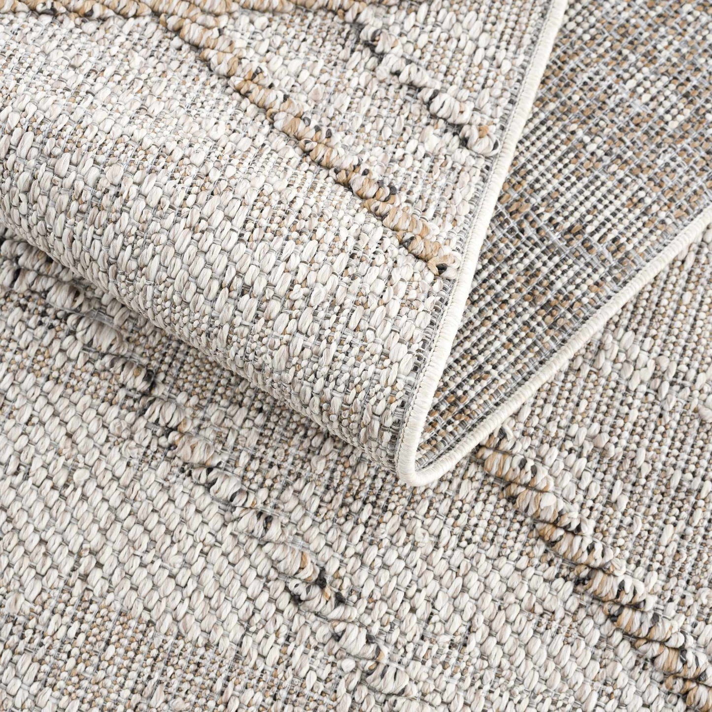 Baqer Bone & Tan Textured Performance Rug - Clearance - Quahog Bay Bedding