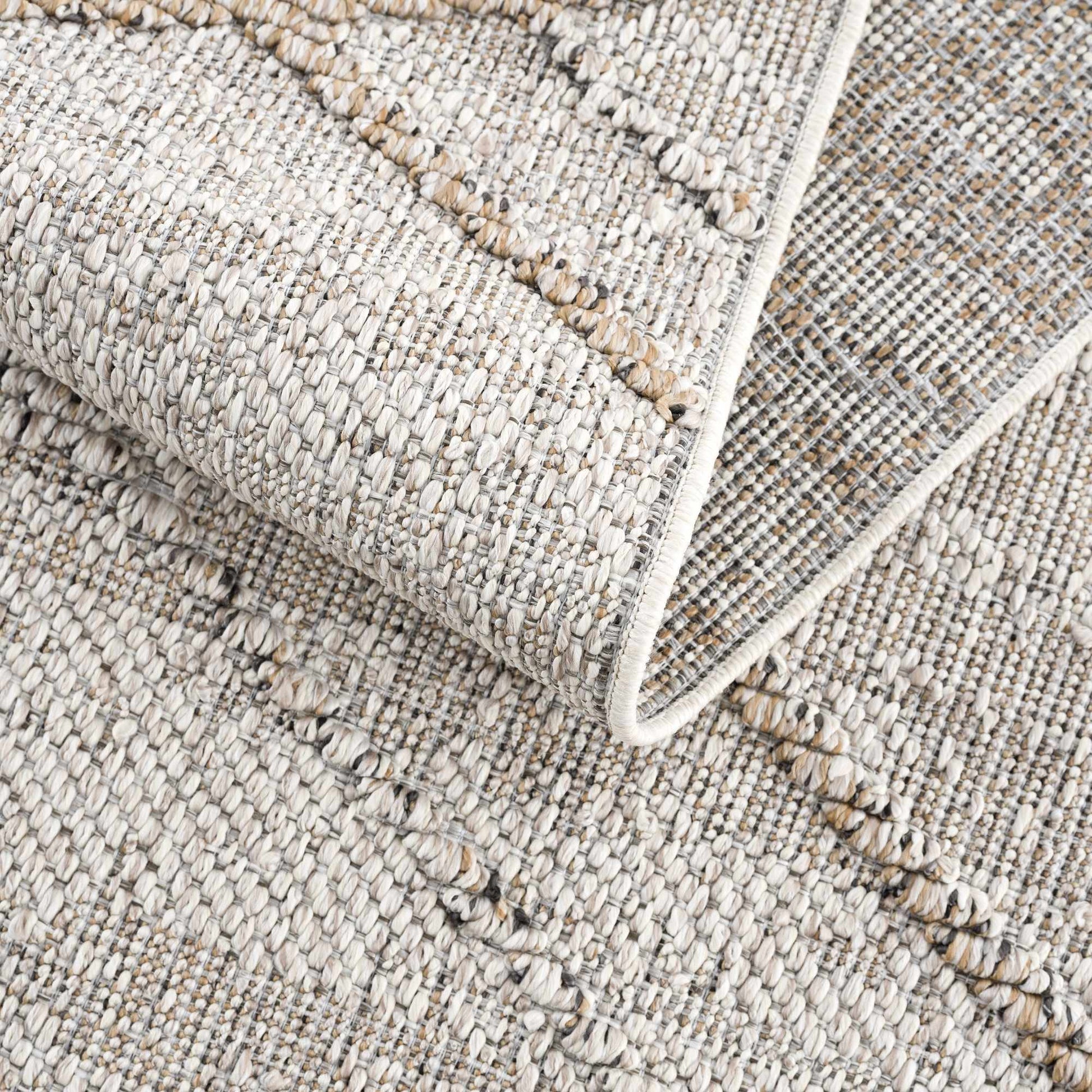 Baqer Bone & Tan Textured Performance Rug - Clearance - Quahog Bay Bedding