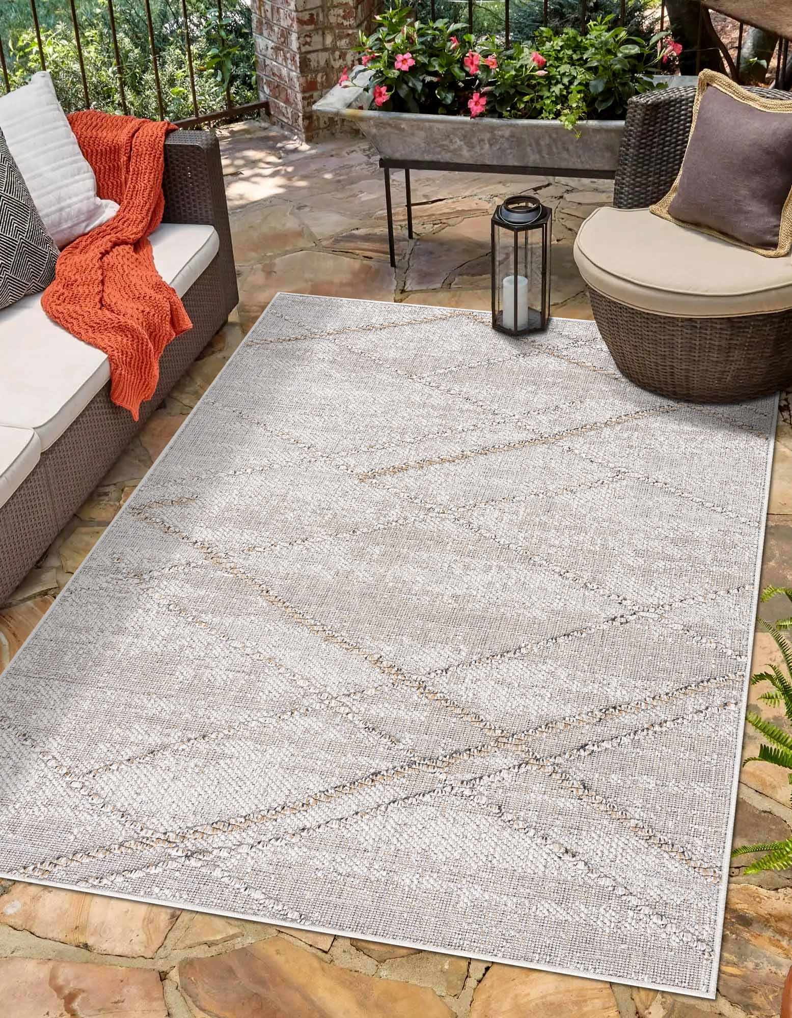 Baqer Bone & Tan Textured Performance Rug - Clearance - Quahog Bay Bedding