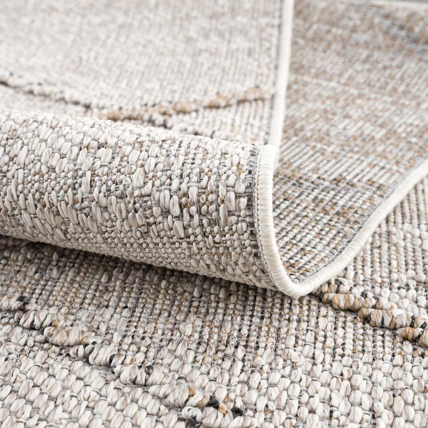 Baqer Bone & Tan Textured Performance Rug - Clearance - Quahog Bay Bedding