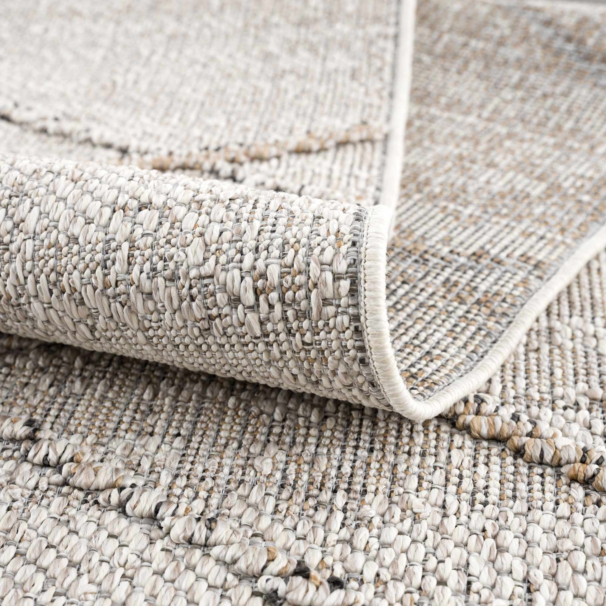 Baqer Bone & Tan Textured Performance Rug - Clearance - Quahog Bay Bedding