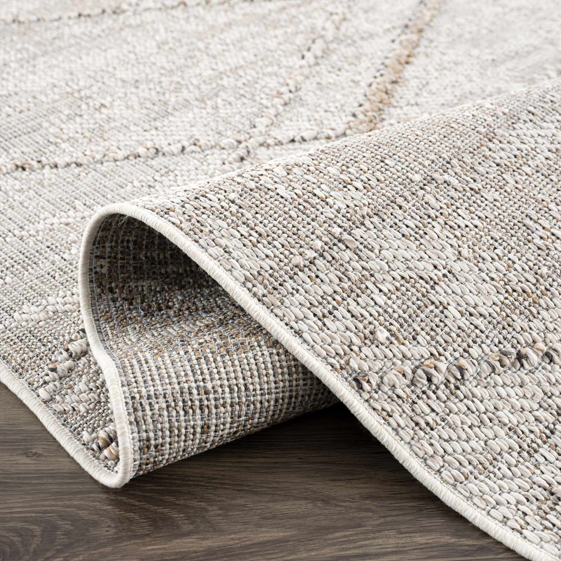 Baqer Bone & Tan Textured Performance Rug - Clearance - Quahog Bay Bedding