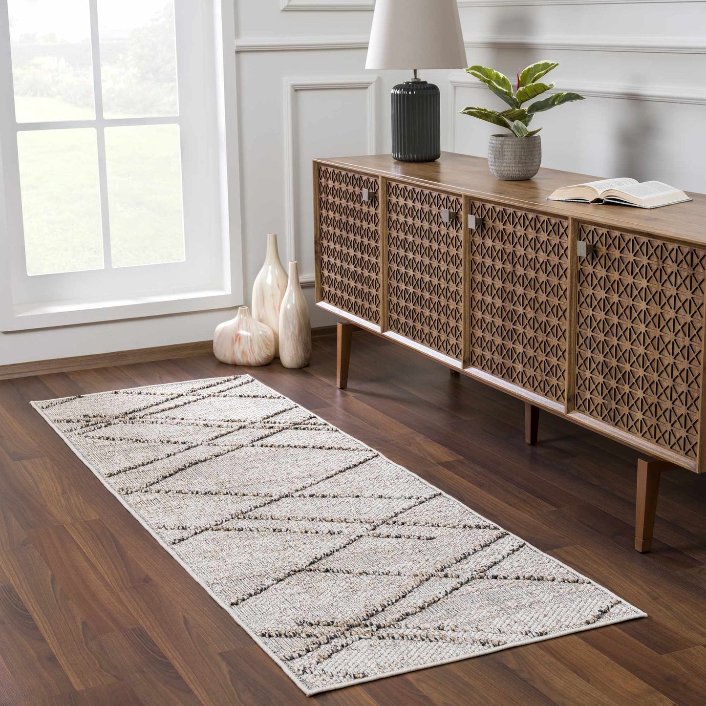 Baqer Bone & Tan Textured Performance Rug - Clearance - Quahog Bay Bedding