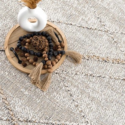 Baqer Bone & Tan Textured Performance Rug - Clearance - Quahog Bay Bedding
