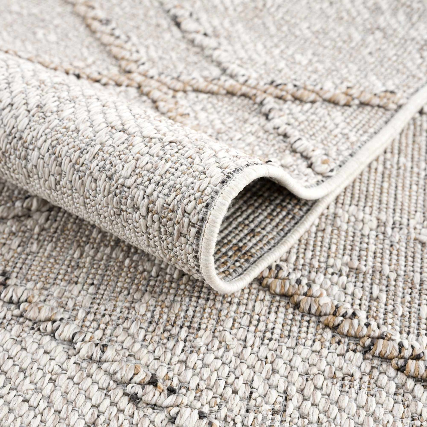 Baqer Bone & Tan Textured Performance Rug - Clearance - Quahog Bay Bedding