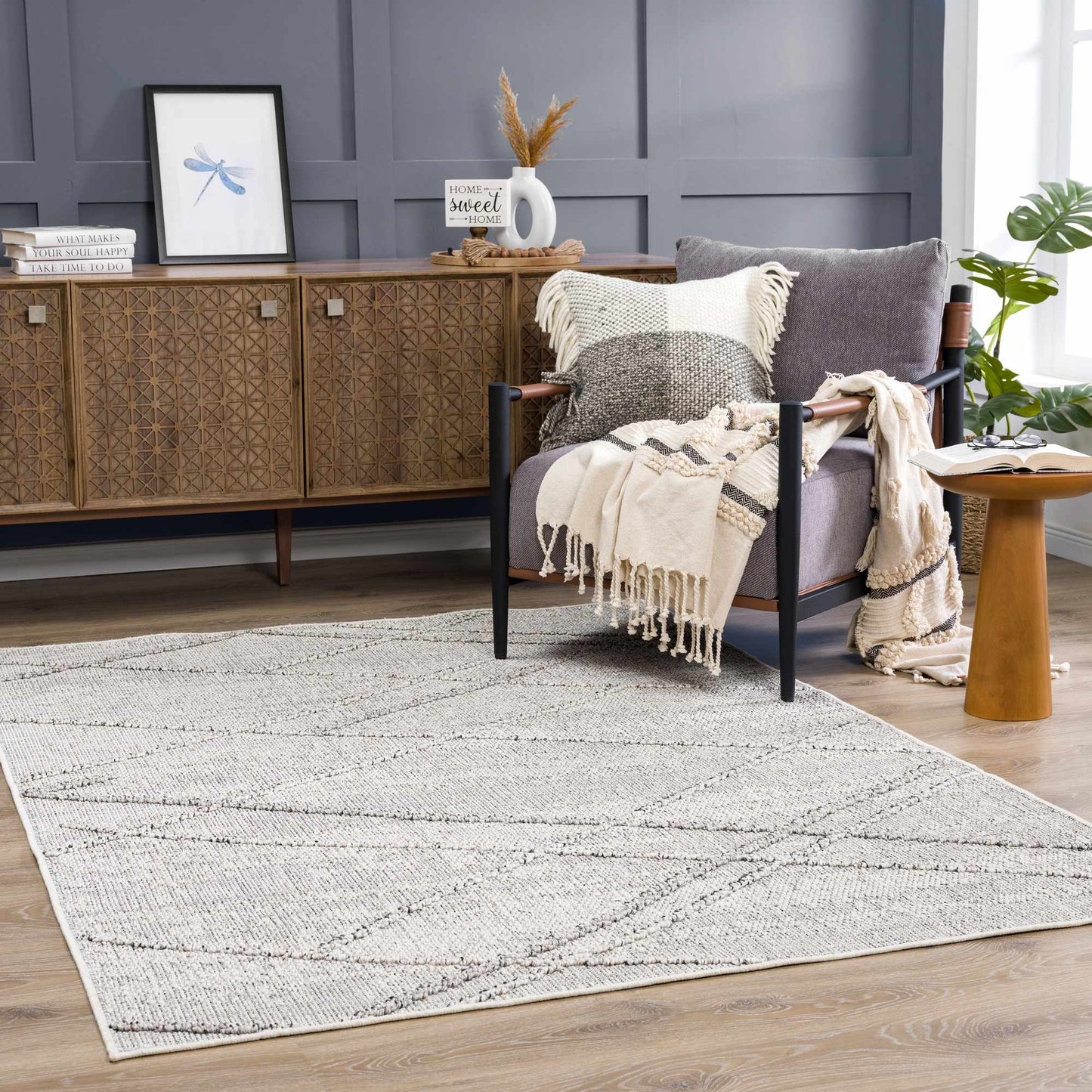 Baqer Bone & Taupe Textured Performance Rug - Clearance - Quahog Bay Bedding