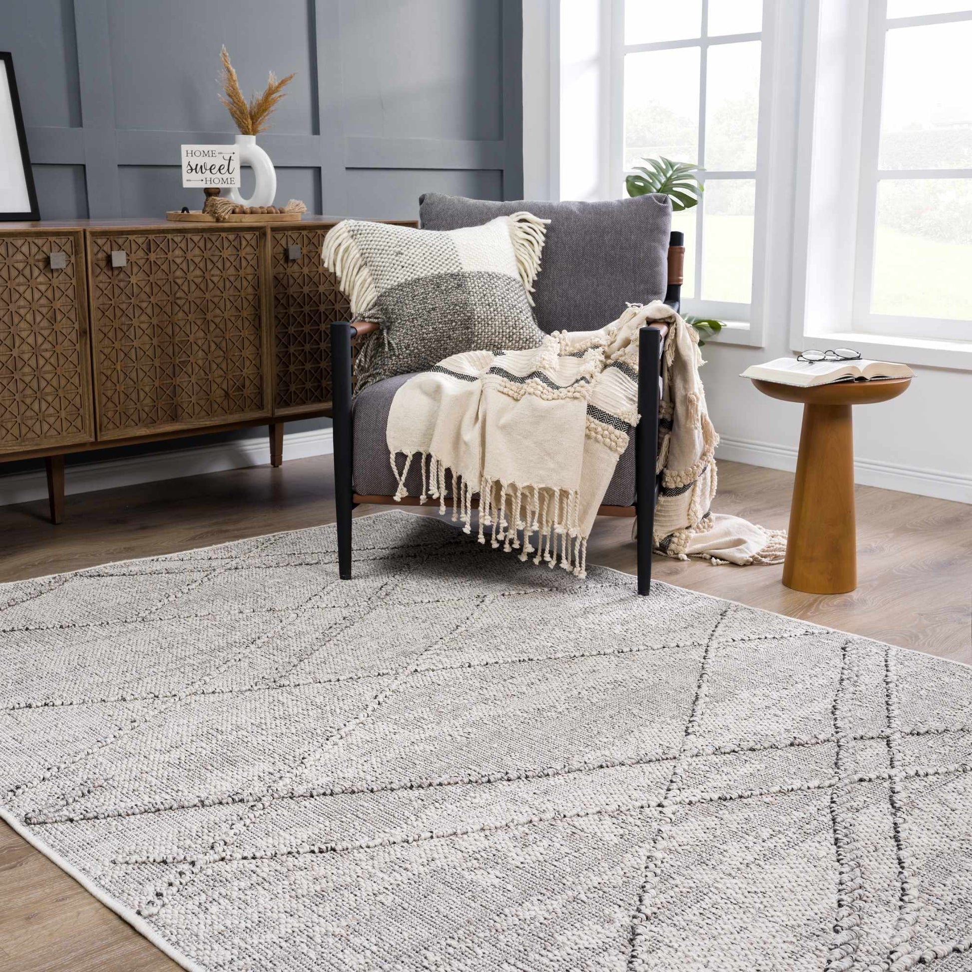 Baqer Bone & Taupe Textured Performance Rug - Clearance - Quahog Bay Bedding